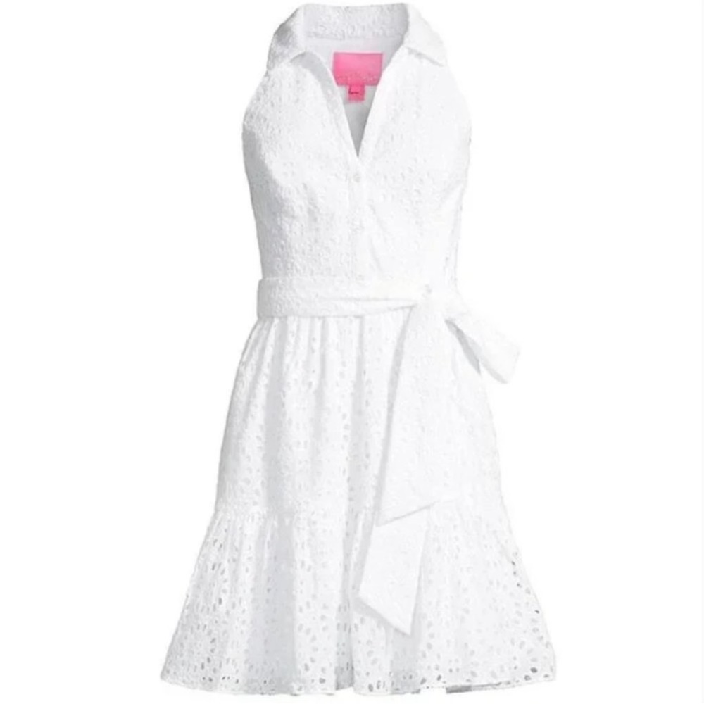 NWT! Lilly Pulitzer Resort White Beach Paradise Eyelet Trisha Shirtdress Size 4 - Picture 2 of 5